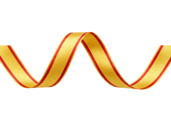 Isolated Decorative Golden and Red Ribbon Curl Design Element on PNG
