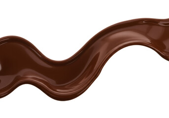 Isolated 3D Rendering of Flowing Dark Chocolate Liquid Wave Splash