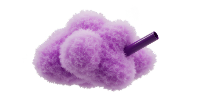Isolated Illustration of a Fluffy Purple Cloud with Stem on Transparent