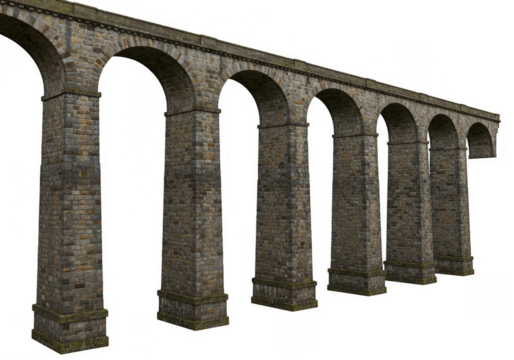 Isolated Stone Viaduct Arch Bridge Ancient Historic Landmark Architecture