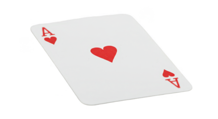 Isolated Playing Card Ace of Hearts on Transparent Background