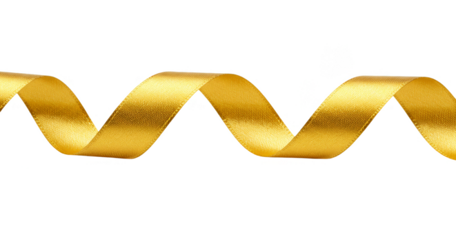 Isolated Gold Ribbon Curl Design Element Celebration Decoration - Powered by Adobe