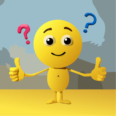 A Yellow Emoticon: A Confused Face with two thumbs up 34