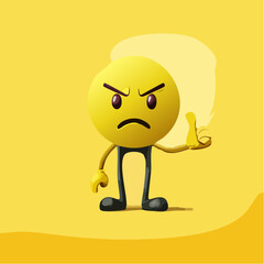 A Yellow Emoticon: Frown Face with one Thumb Down and the other up 33