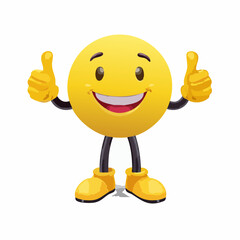 A Yellow Emoticon: A Happy Face with Thumbs Up 32