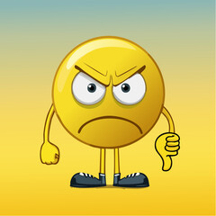 A Yellow Emoticon: Frown Face with Thumbs Down 30