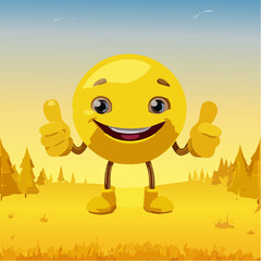 A Yellow Emoticon: A Happy Face with Thumbs Up 25
