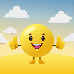 A Yellow Emoticon: A Happy Face with Thumbs Up 23