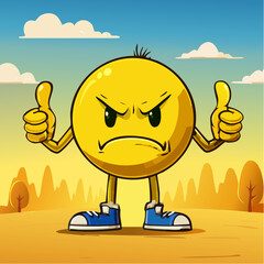 A Yellow Emoticon: An Angry Face with Thumbs Up 22