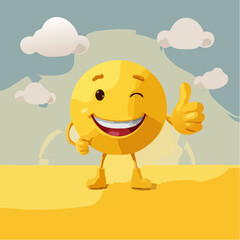 A Yellow Emoticon: A Happy Face with Thumbs Up 21