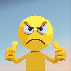A Yellow Emoticon: An Angry Face with Thumbs Up 20