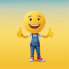 A Yellow Emoticon: A Happy Face with Thumbs Up 19