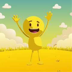 A Yellow Emoticon: A Happy Face with Arms in the Air 18