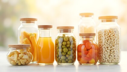 Glass Jars of Preserved Food and Drink