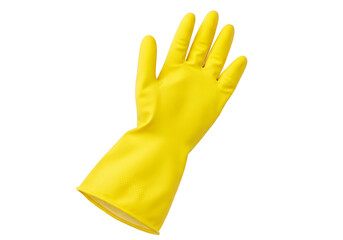 Isolated Yellow Rubber Glove for Cleaning on Transparent Background