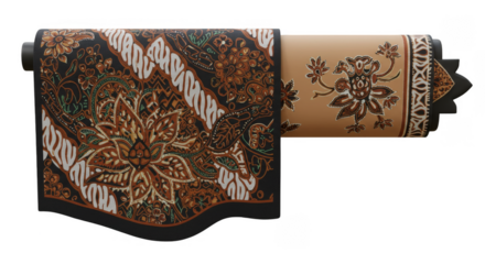 Isolated Traditional Brown Floral Batik Pattern Textile Fabric Design