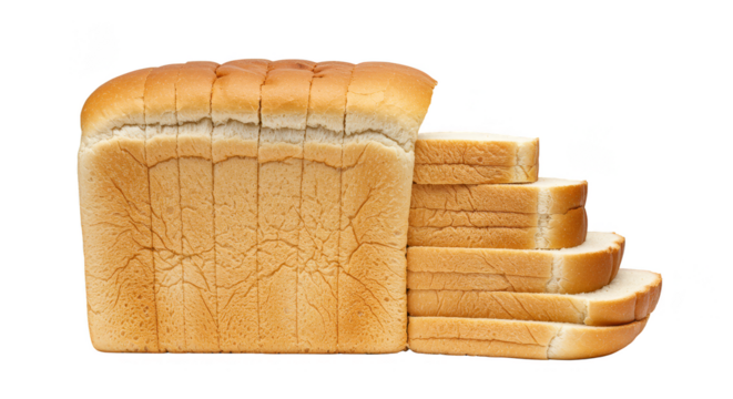 Isolated Image of Sliced Grain Bread Loaf With White Crust