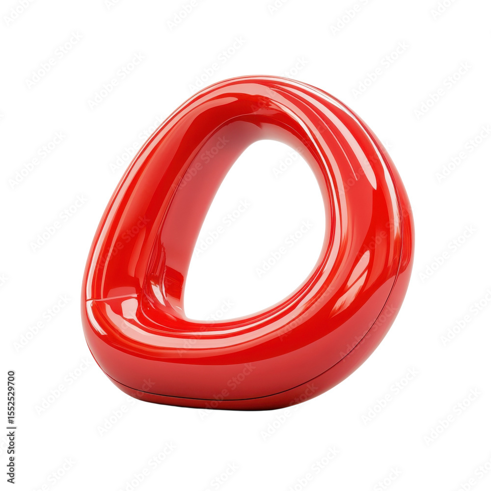 Fototapete red torus geometric shape isolated red polished loop modern design glossy on transparent background