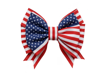 Isolated Patriotic Ribbon Bow with American Flag Transparent Background