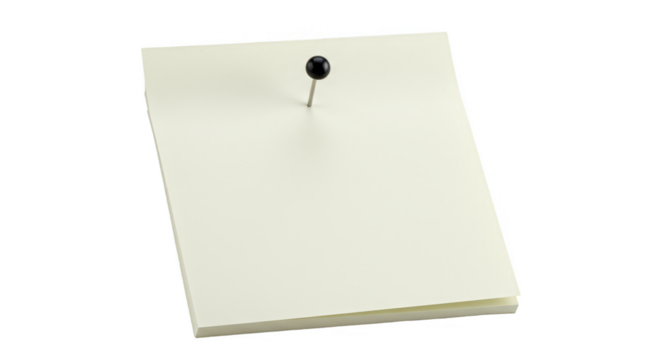 Isolated Paper Note with Pin Reminder Office Message on Transparent