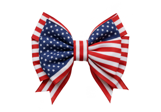 Isolated Patriotic Ribbon Bow with American Flag Transparent Background