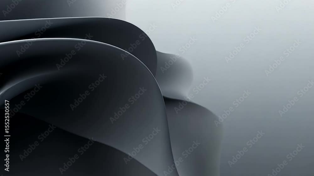 Aufkleber Abstract Dark Grey Layered Paper Forms Soft Shadows and Highlights with Smooth Flowing Shapes