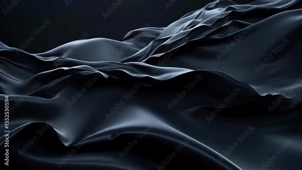 Poster abstract dark blue cloth motion background wave like flowing fabric textured surface