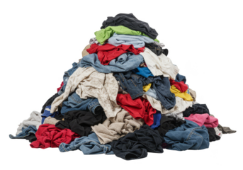 Pile of Colorful Clothing Washed Laundry Textiles Garment on Transparent