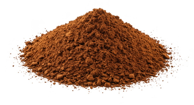 Pile of Brown Coffee Powder Isolated Transparent Background Food