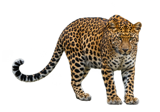 Isolated PNG Image of Majestic Leopard Strolling with Spotted Coat