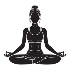 Yoga Woman Silhouette in Lotus Pose – Meditation Vector Illustration