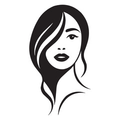 Elegant Woman Face Line Art with Red Lips – Stylish Beauty Vector Illustration