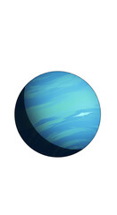 Pixel Art Illustration of Blue Planet with Isolated Dark Background
