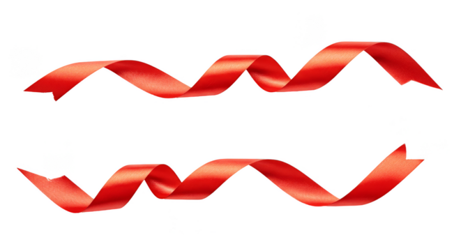 Isolated Red Ribbon Elegant Silk Decorative Design Element PNG