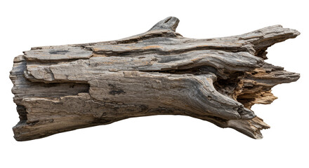 Isolated Weathered Wood Trunk Texture Detail on Transparent Background