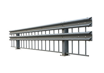 Isolated Roadside Metal Railing Highway Safety Barrier On Transparent