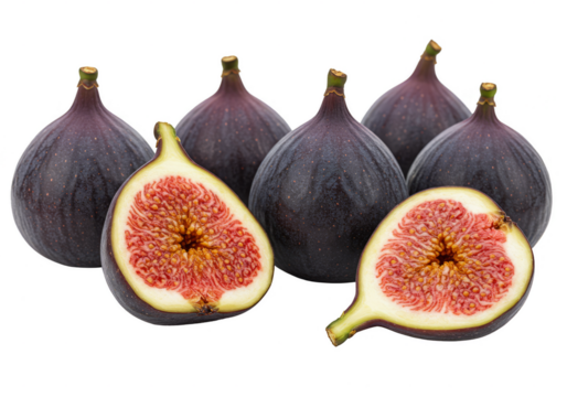 Isolated Ripe Figs Halves with Transparent Background Fruit Still Life