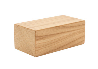 Isolated Wooden Block with Grain Texture Material in Transparent Background
