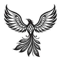 Tribal Phoenix Bird Vector – Mythical Firebird Tattoo Design