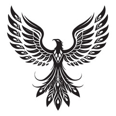 Tribal Phoenix Bird Vector – Mythical Firebird Tattoo Design