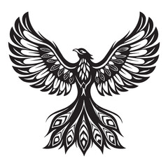 Tribal Phoenix Bird Vector – Mythical Firebird Tattoo Design