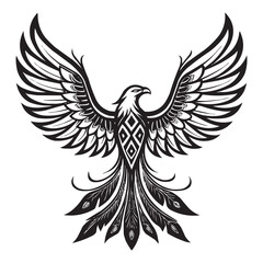 Tribal Phoenix Bird Vector – Mythical Firebird Tattoo Design