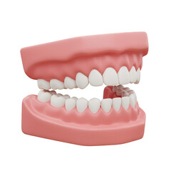 Obraz premium Realistic 3D Rendering of False Teeth Denture with Transparent Background