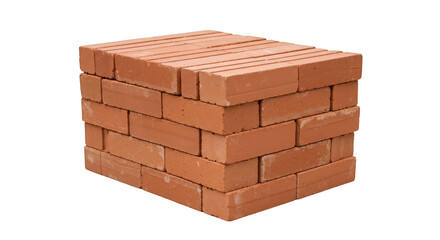 Isolated Stack of Red Bricks Construction Material On Transparent Background