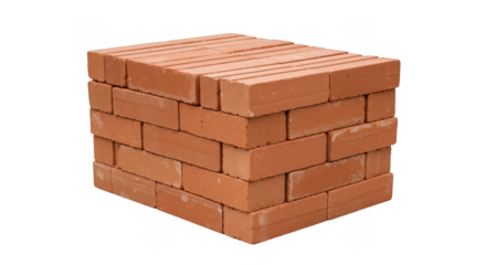 Isolated Stack of Red Bricks Construction Material On Transparent Background