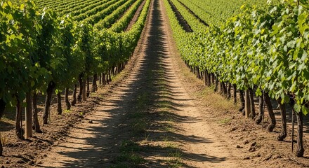Vineyard Rows in Sunlight By Generated AI