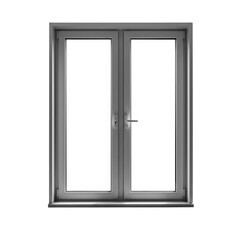 Isolated Transparent Background of Aluminum Double Window Door Frame
