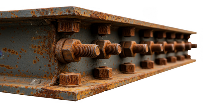 Rusty Metal Bolts and Structure Isolated Background Texture Pattern