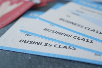 Travel tickets for a business class journey ready for use