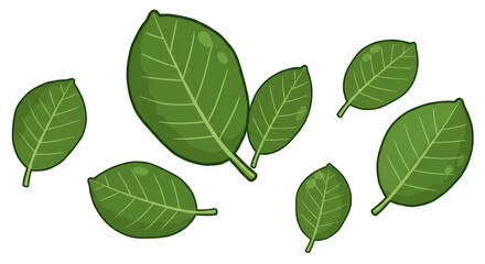 Fototapeta premium Pixel Art Green Leaves Isolated Graphic Element on Transparent Background